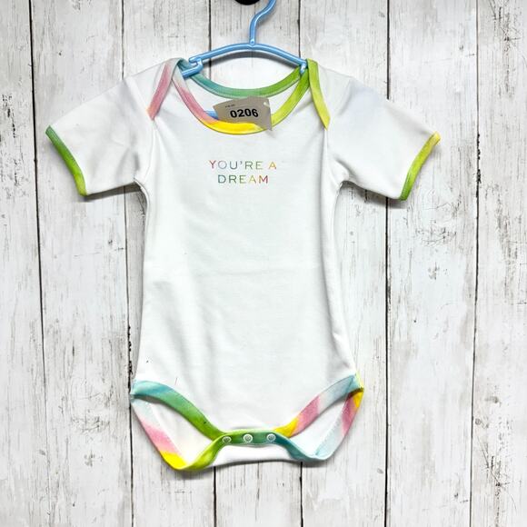 Hill House Bodysuit Baby 6-9M White Short Sleeve You're A Dream Rainbow NWOT - Picture 3 of 4